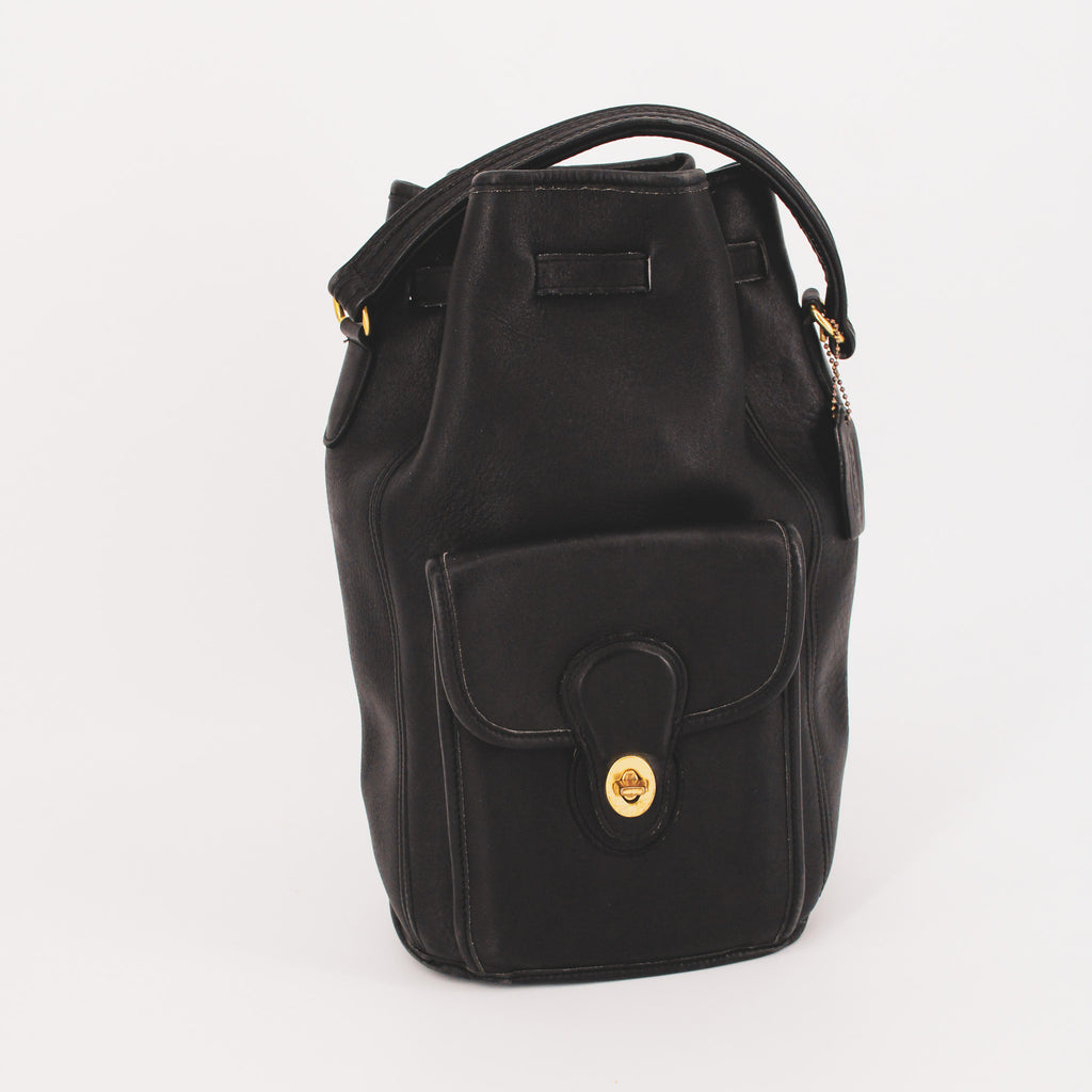 90s coach black top handle bucket backpack -  9992 - rare