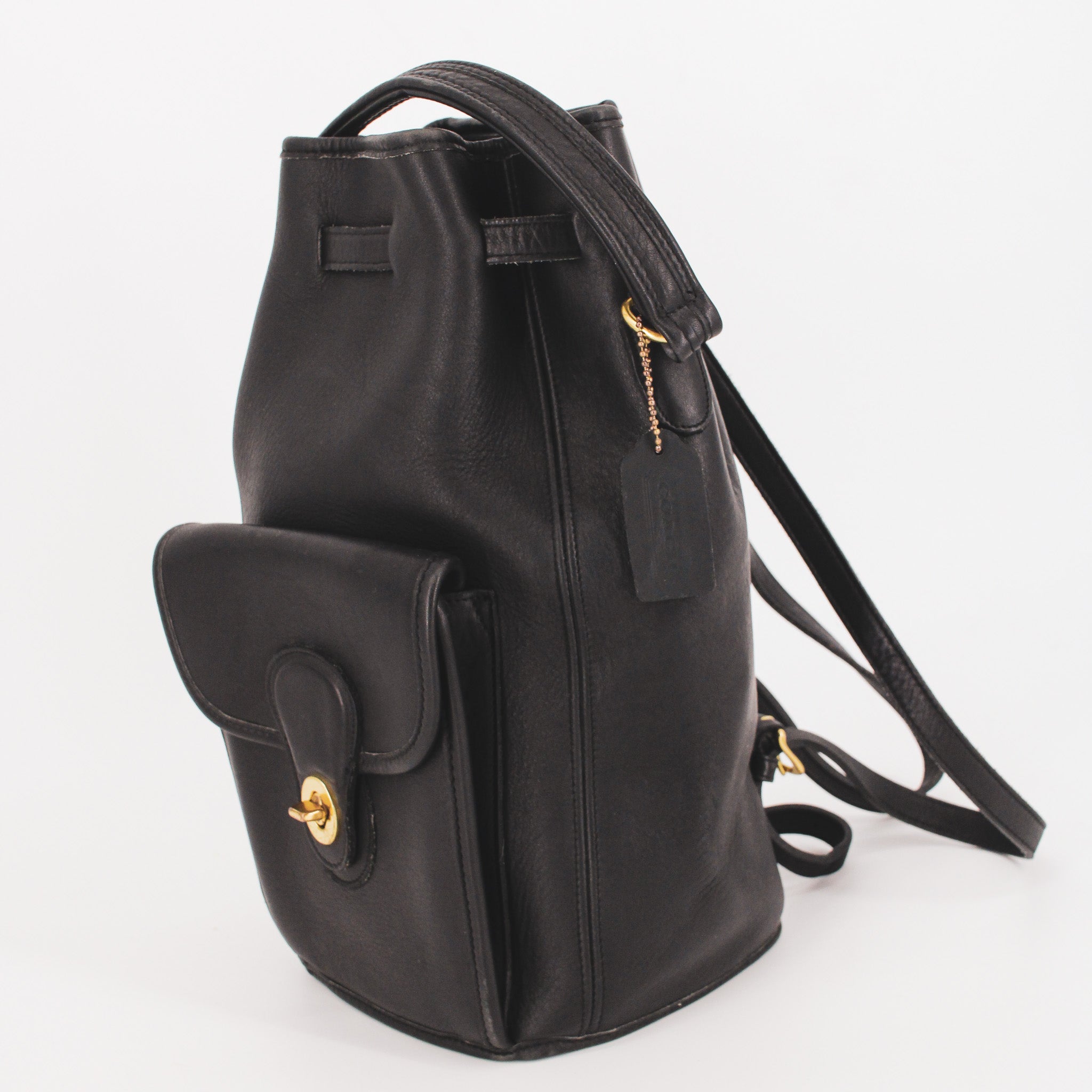 90s coach black top handle bucket backpack - 9992 90s coach black top handle bucket backpack - 9992