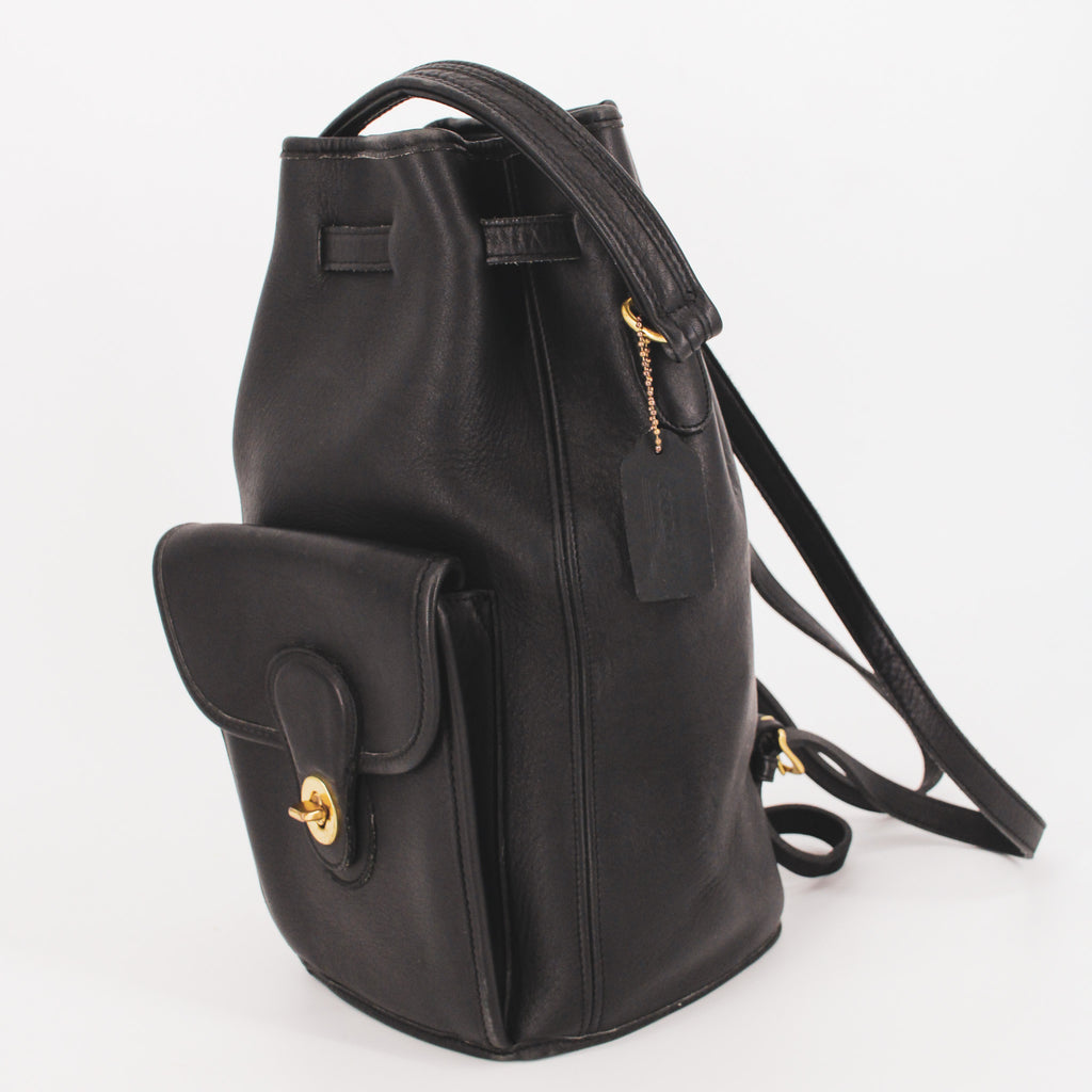 90s coach black top handle bucket backpack -  9992 - rare