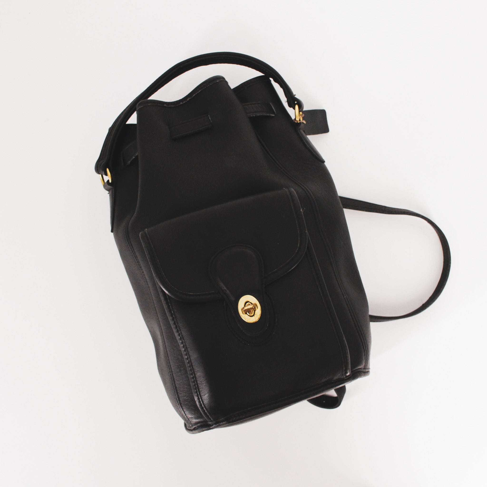 90s coach black top handle bucket backpack - 9992