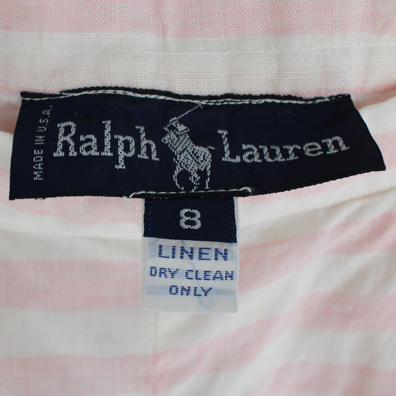 90s ralph lauren pink striped linen gauchos - made in usa