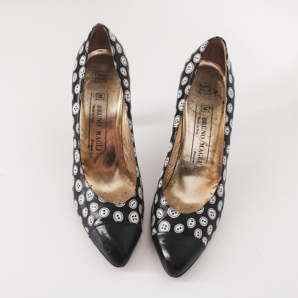 80s bruno magli button leather pumps - 8 1/2