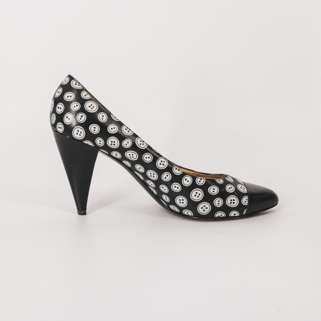 80s bruno magli button leather pumps - 8 1/2