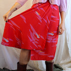 80s red and purple abstract print midi skirt