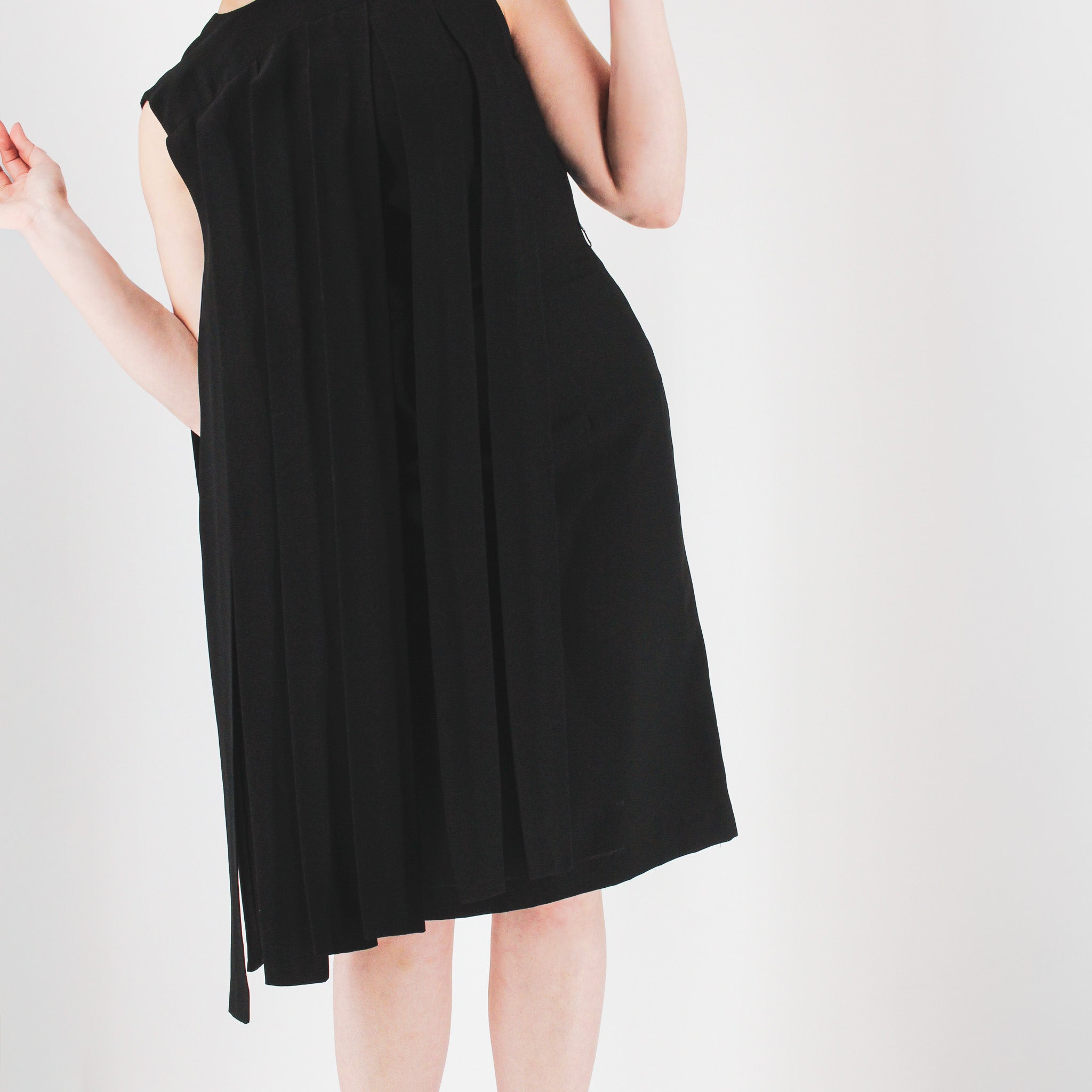 60s mod black car wash panel shift dress