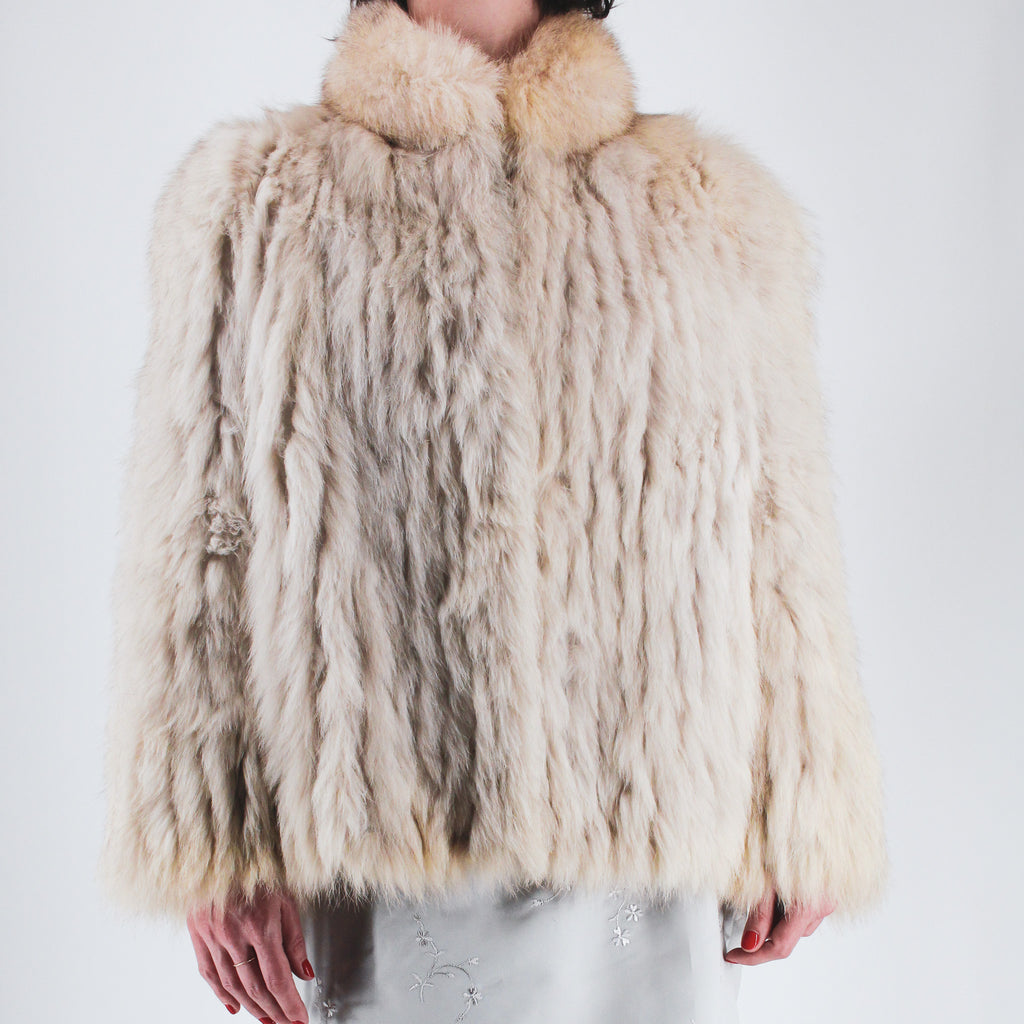 1970s silver fox fur striped jacket