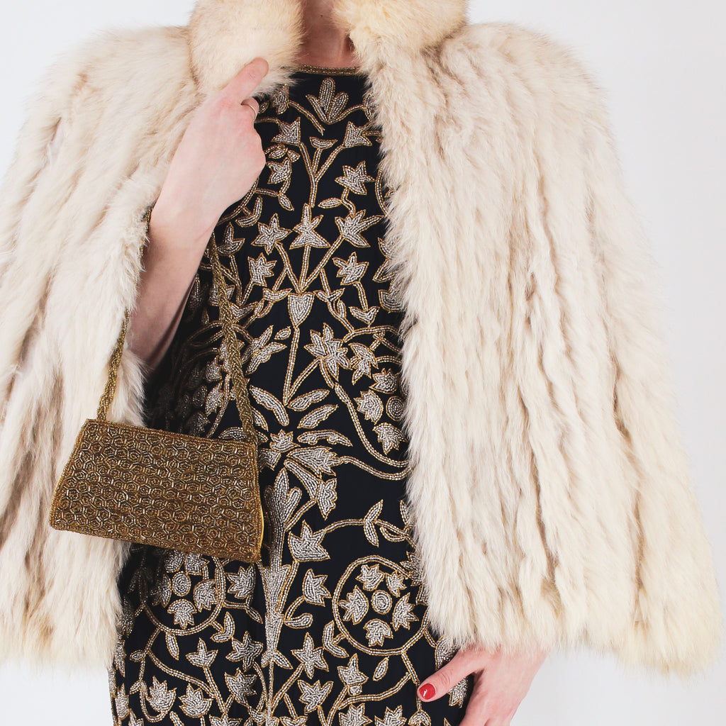 1970s silver fox fur striped jacket