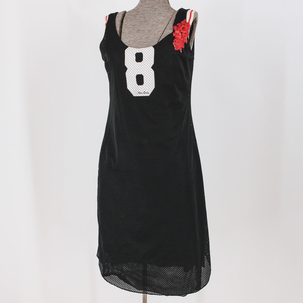 y2k miss sixty beaded rose varsity jersey dress