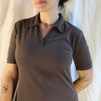 90s euro minimal polo mini dress - chocolate brown