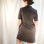 90s euro minimal polo mini dress - chocolate brown