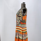 y2k italian sunset print drop-waist midi dress