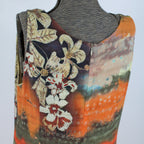 y2k italian sunset print drop-waist midi dress