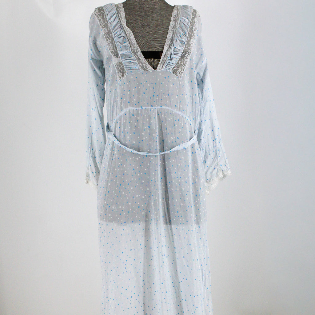 1930s sheer screen-printed dot mousseline nightgown