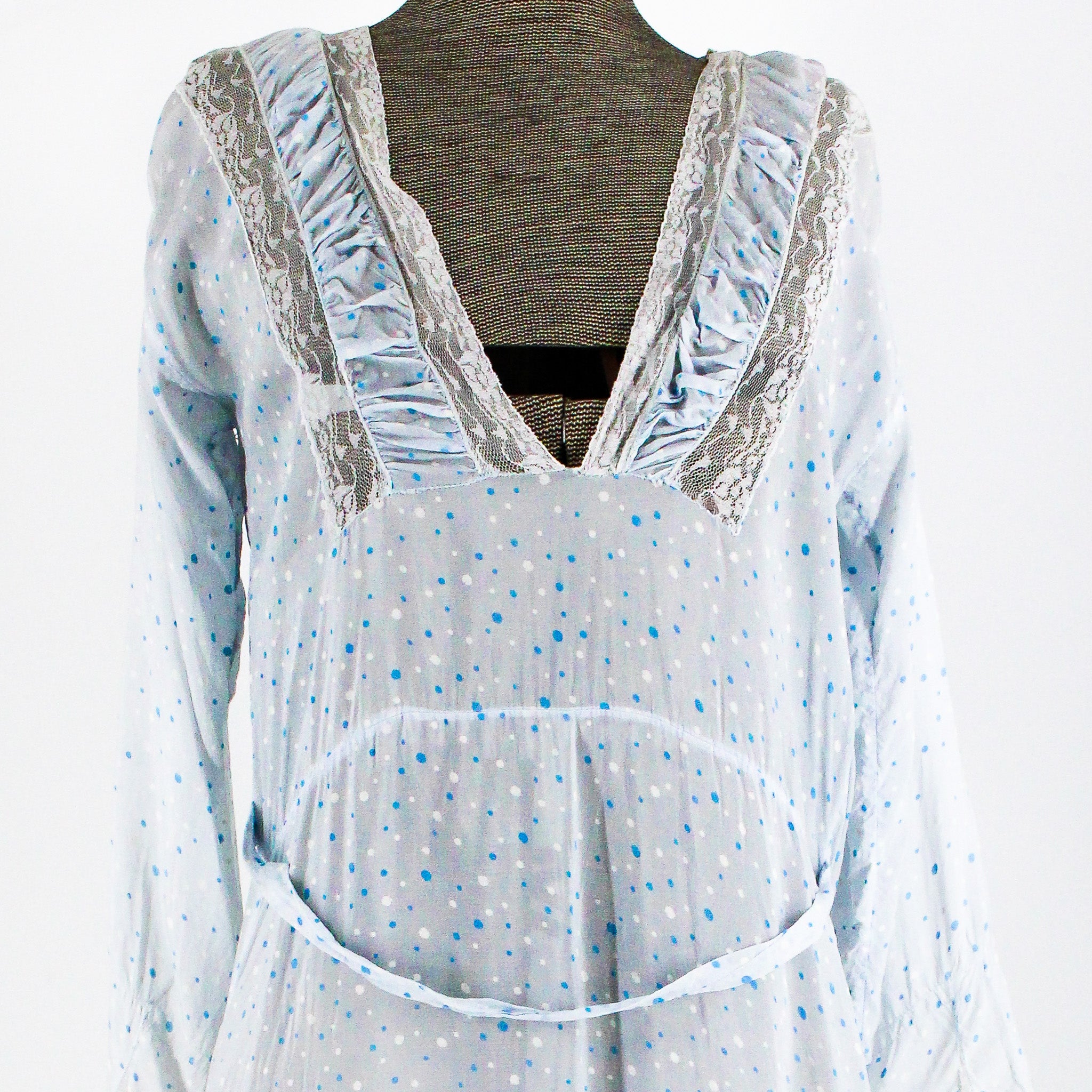 1930s sheer screen-printed dot mousseline nightgown