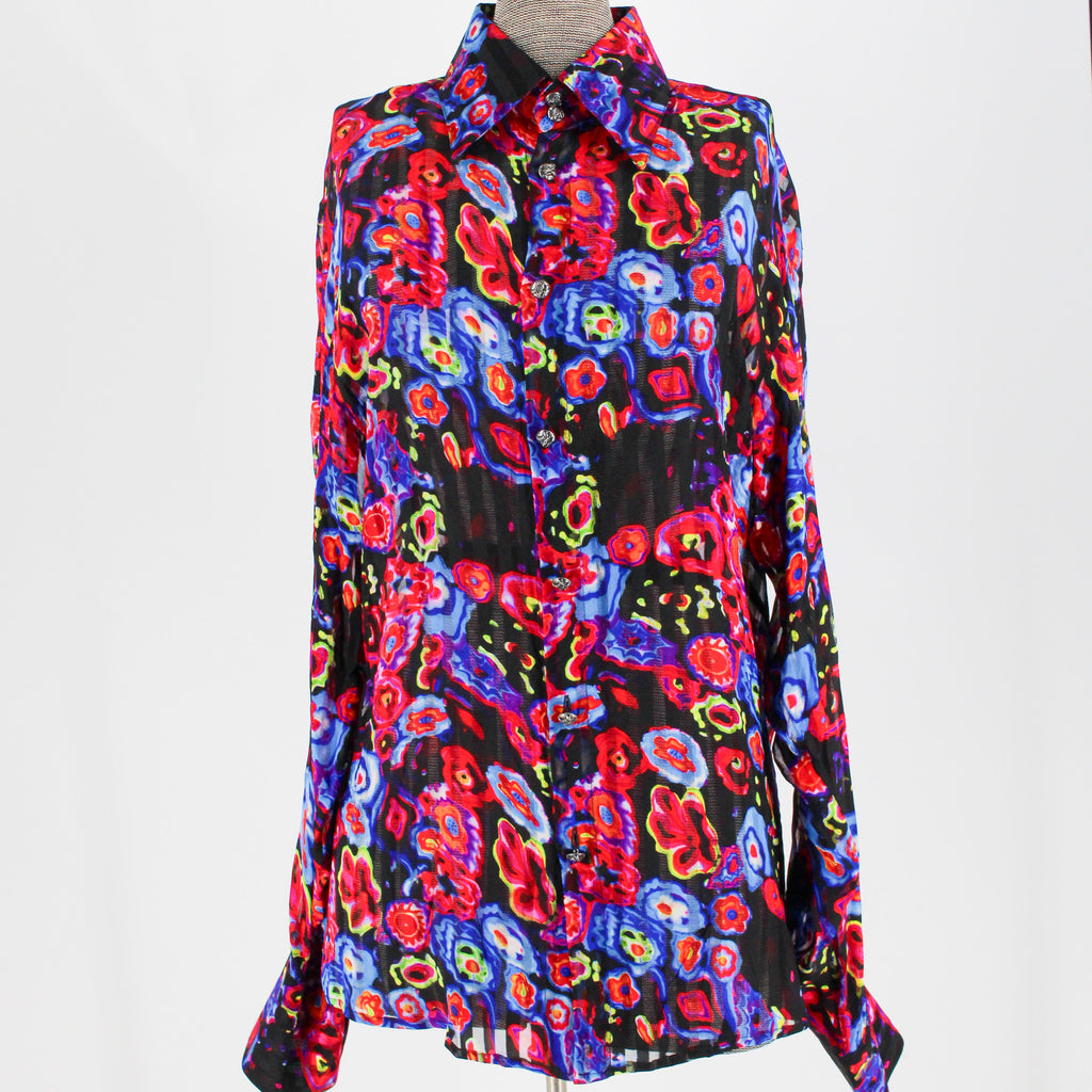 90s gianni versace couture sheer floral silk shirt