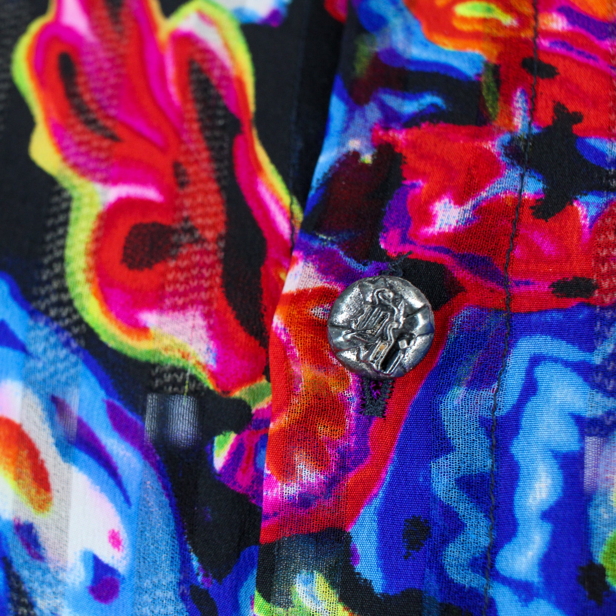 90s gianni versace couture sheer floral silk shirt