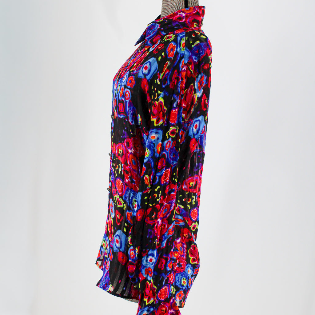 90s gianni versace couture sheer floral silk shirt