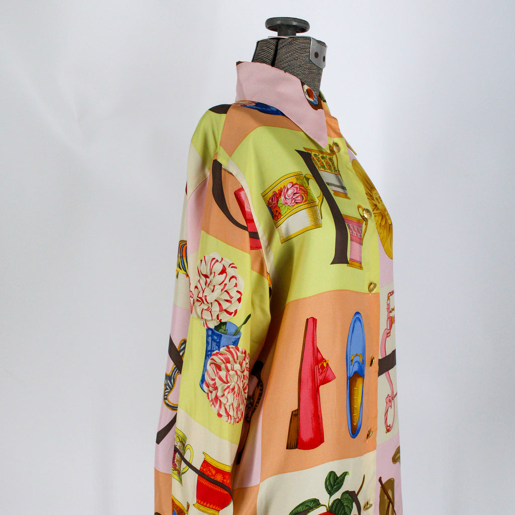 90s gucci tom ford ss1994 heritage print silk shirt
