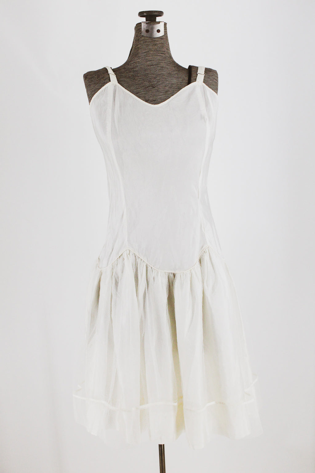 50s silk and net drop waist slip dress