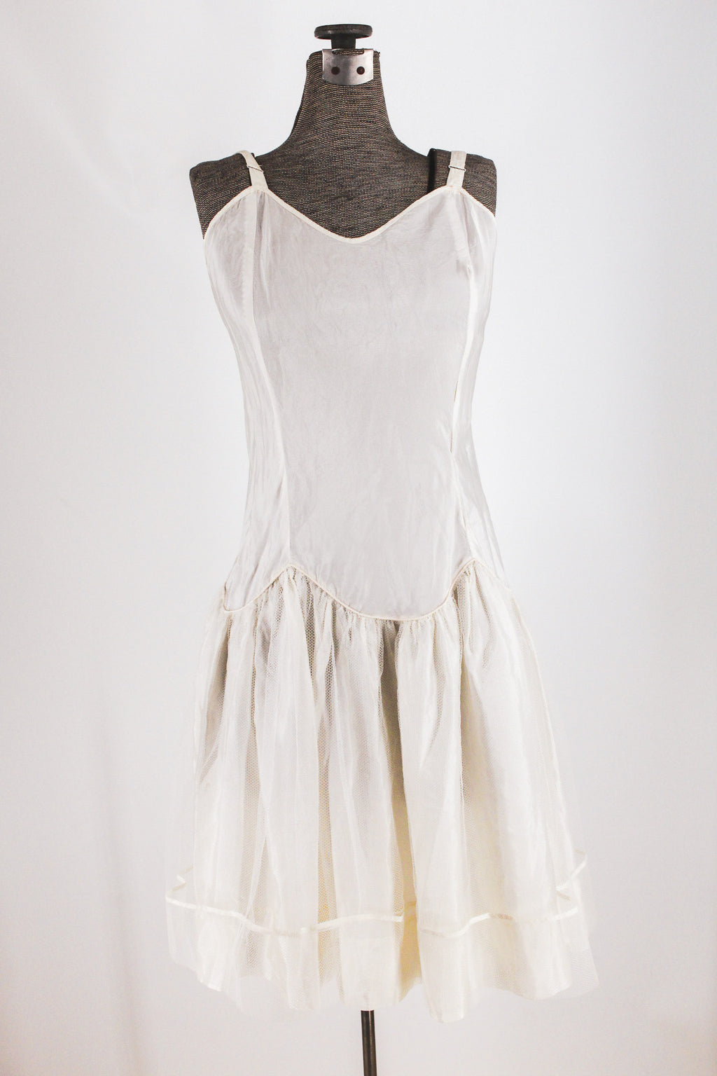 50s silk and net drop waist slip dress