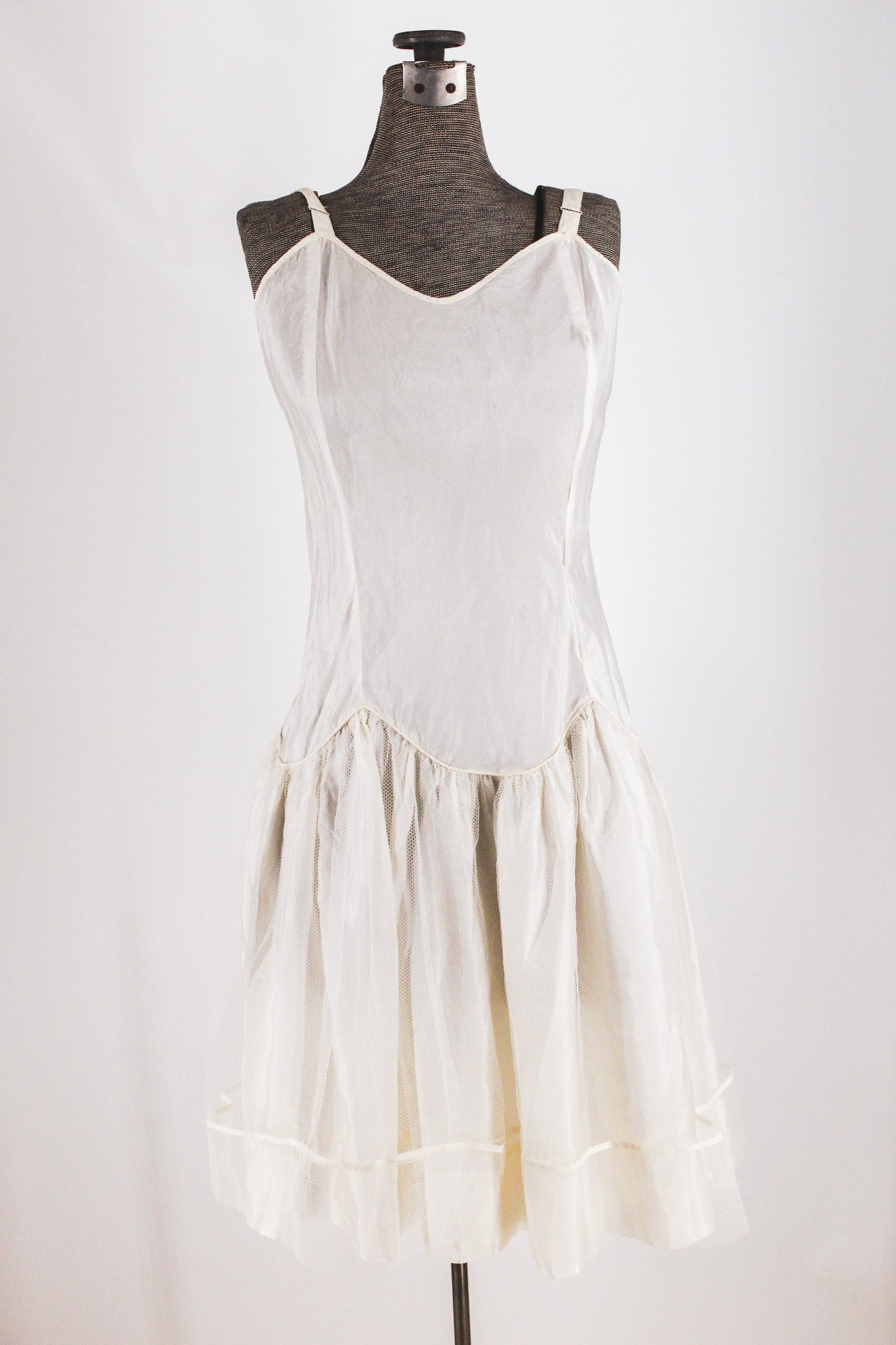 50s silk and net drop waist slip dress