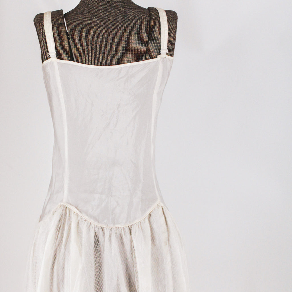 50s silk and net drop waist slip dress