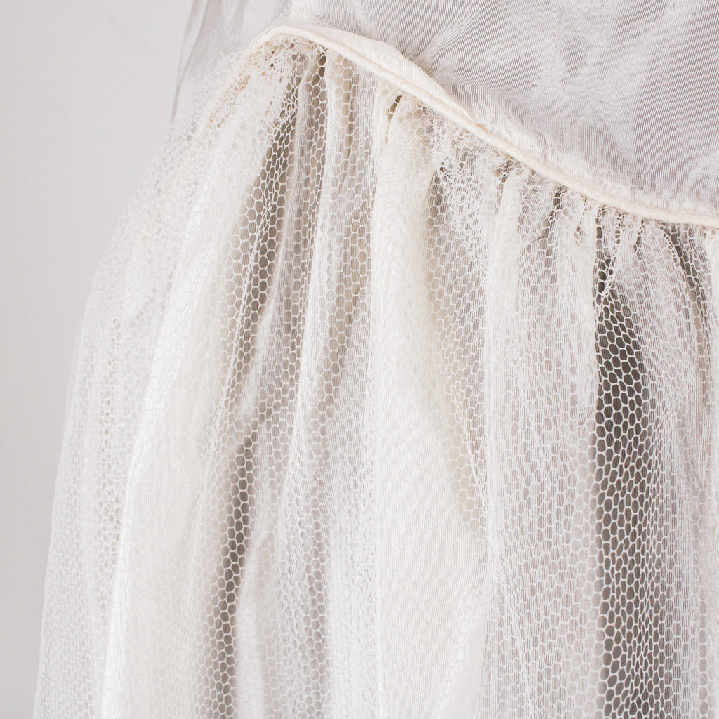 50s silk and net drop waist slip dress