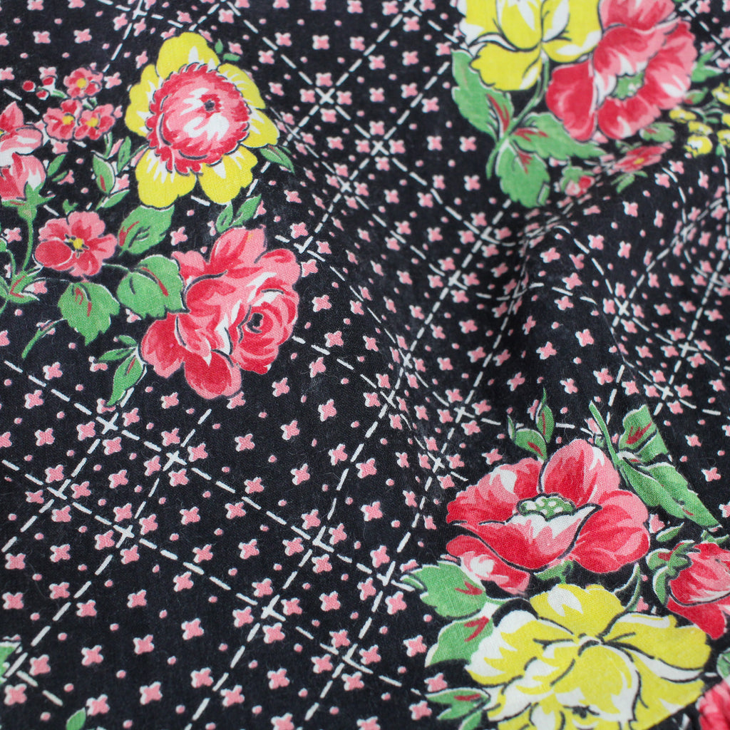 40s floral cotton eyelet collar tiered dress