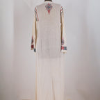70s hand-embroidered cotton gauze caftan maxi dress