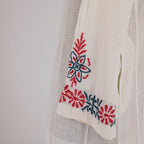 70s hand-embroidered cotton gauze caftan maxi dress