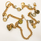 80s gold-tone curb chain coin charm belt