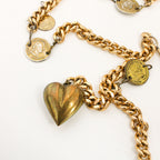 80s gold-tone curb chain coin charm belt
