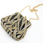 1960s walborg metallic ribbon-work evening bag - gold, silver & black lamé