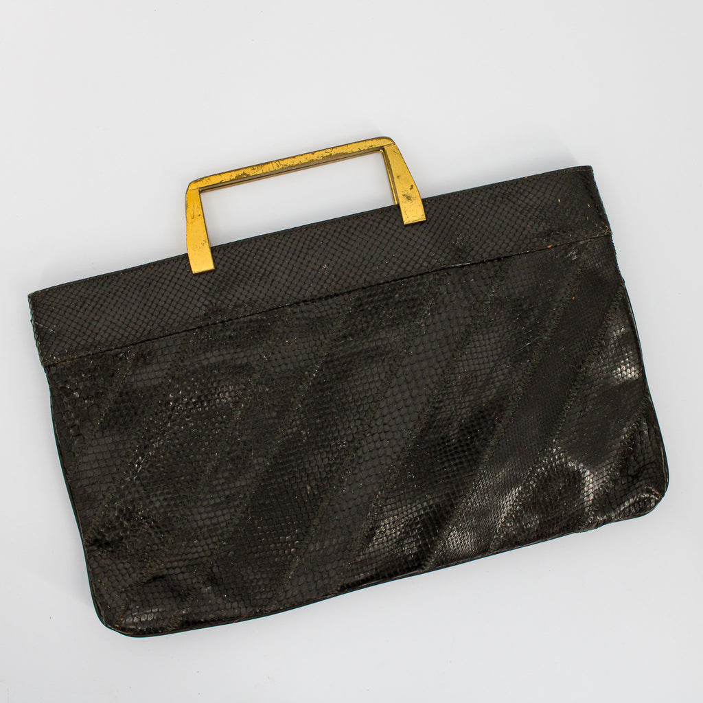70s patchwork lizard skin clutch -  bags by varon