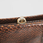 50s snakeskin top handle frame bag - brass kiss-lock