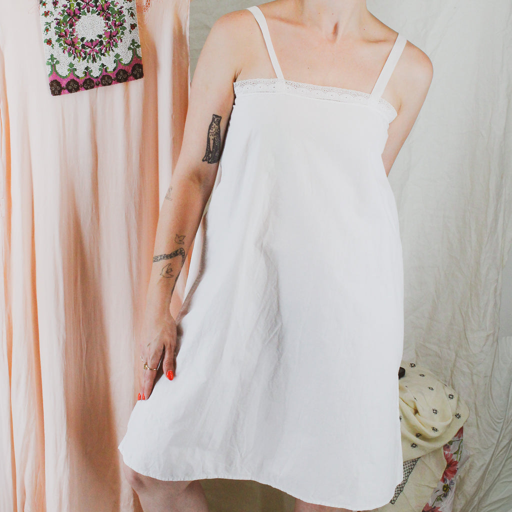 antique 1910s hand-eyelet cotton chemise