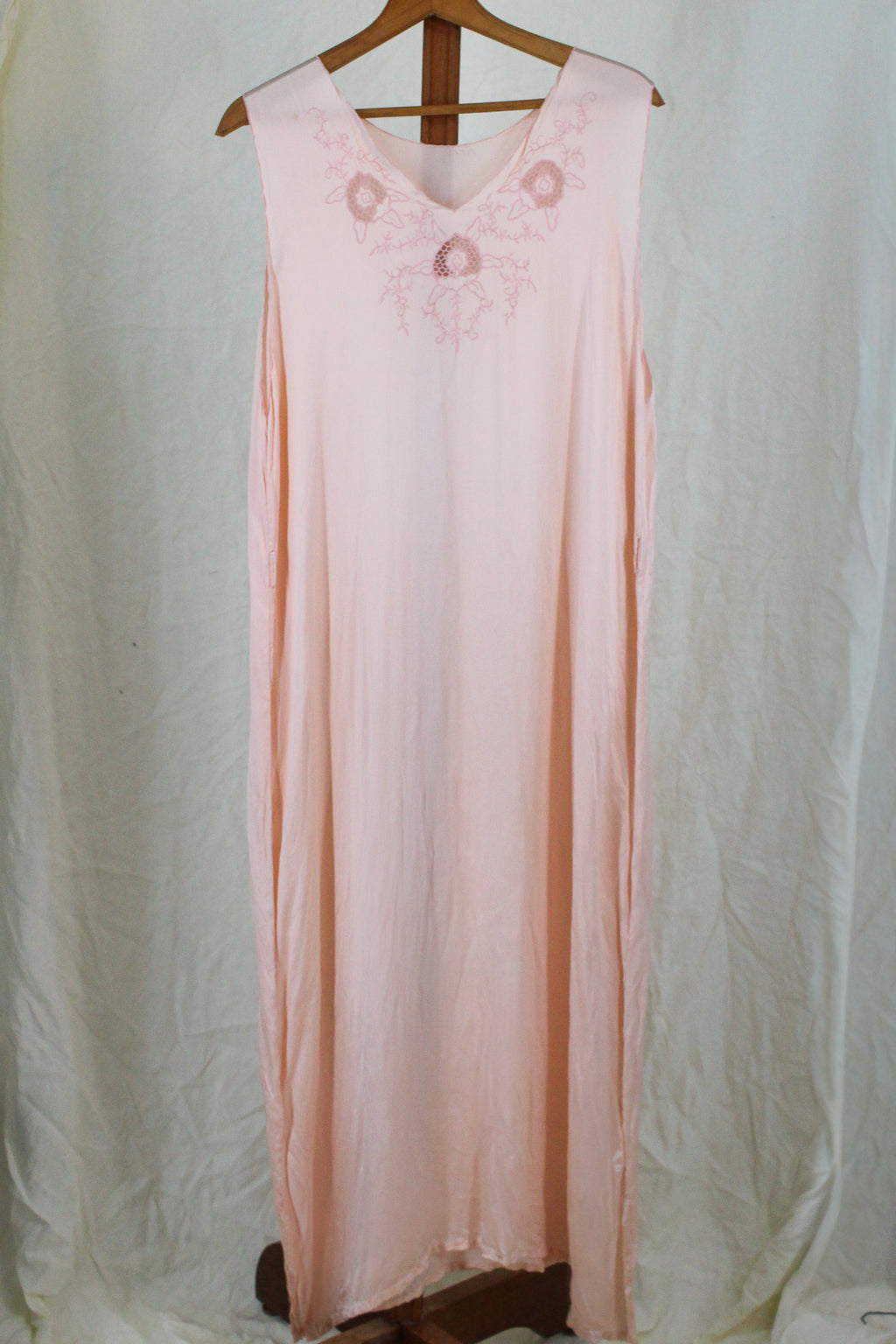 1920s silk chemise with cutwork embroidery