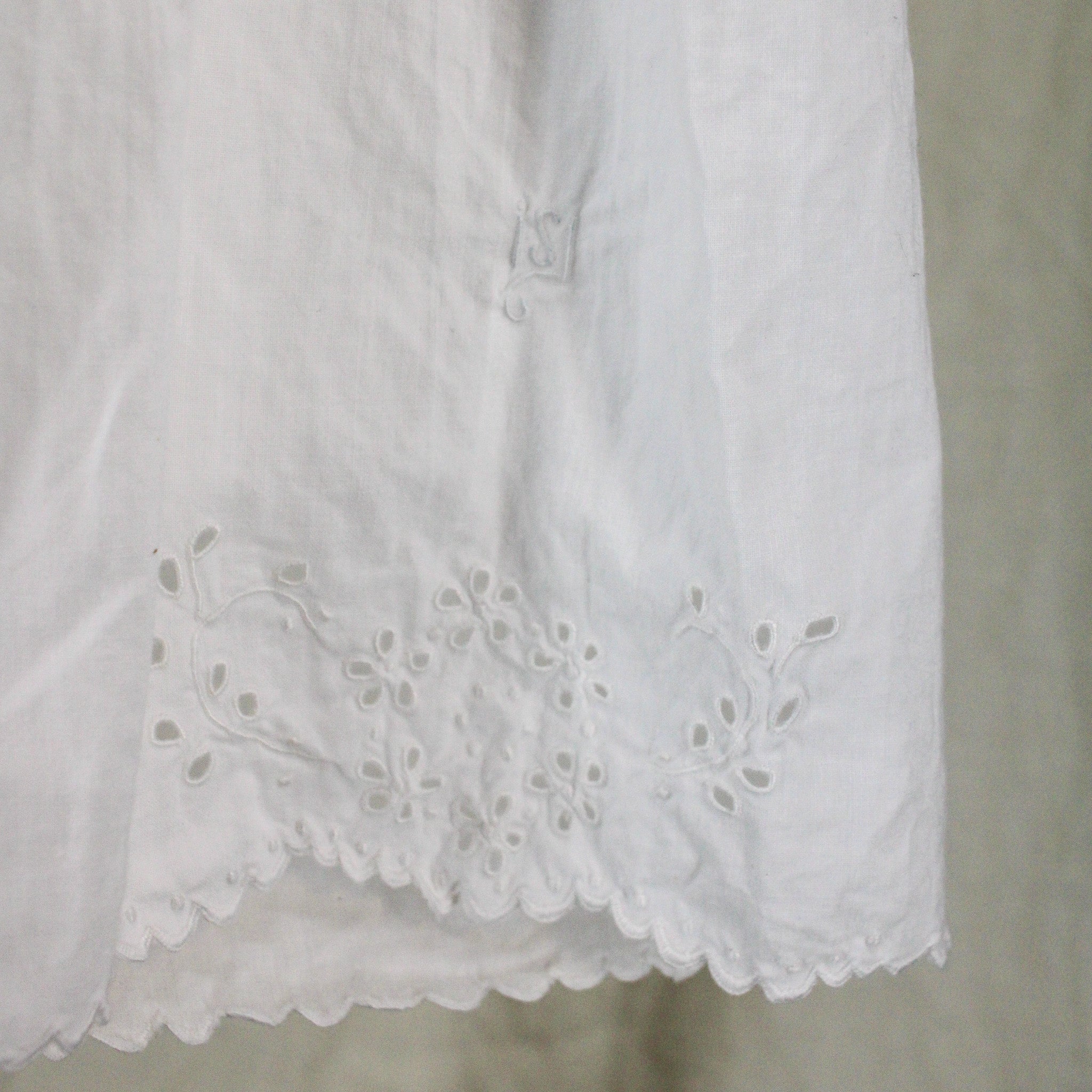 antique cotton eyelet bloomers, hand monogrammed