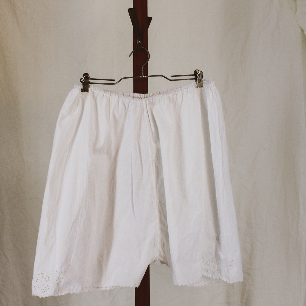 antique cotton eyelet bloomers, hand monogrammed