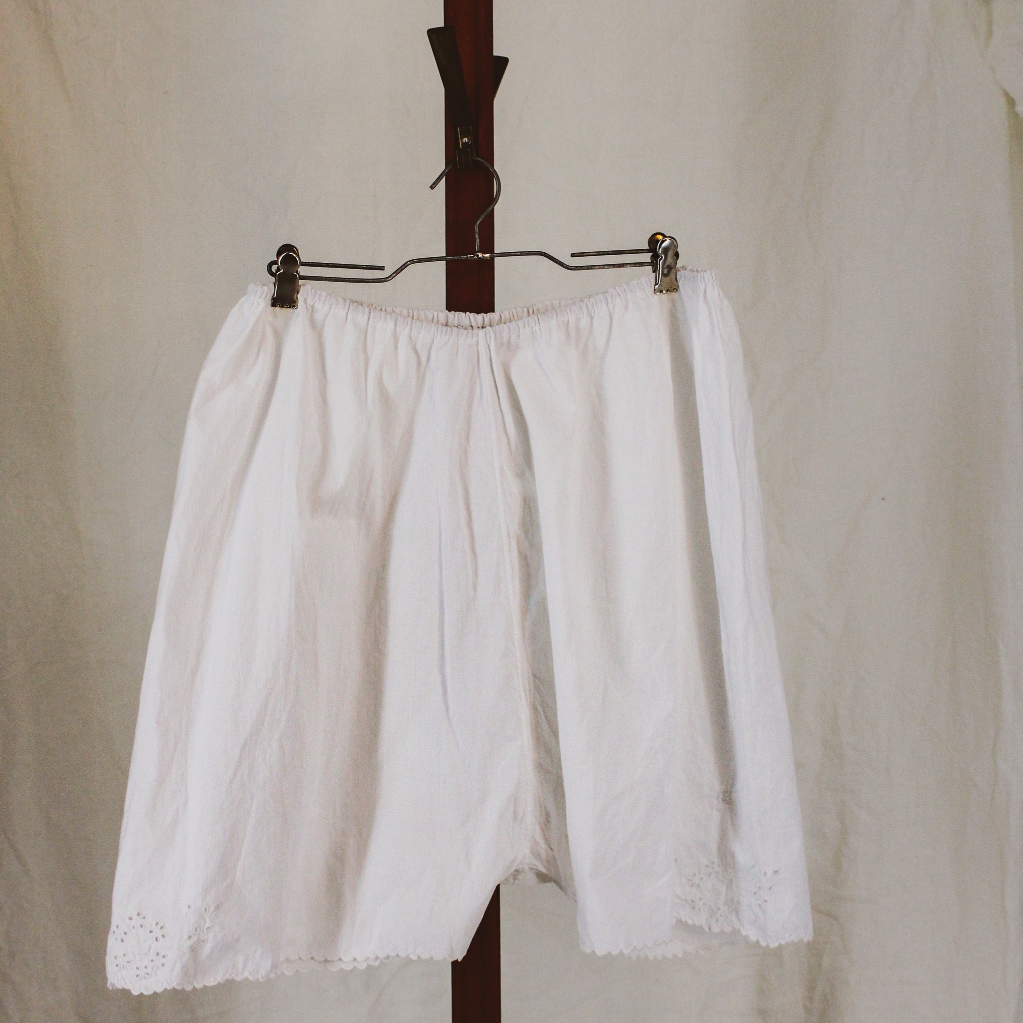 antique cotton eyelet bloomers, hand monogrammed