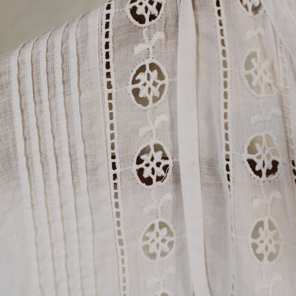 1970s prairie style eyelet cotton nightgown