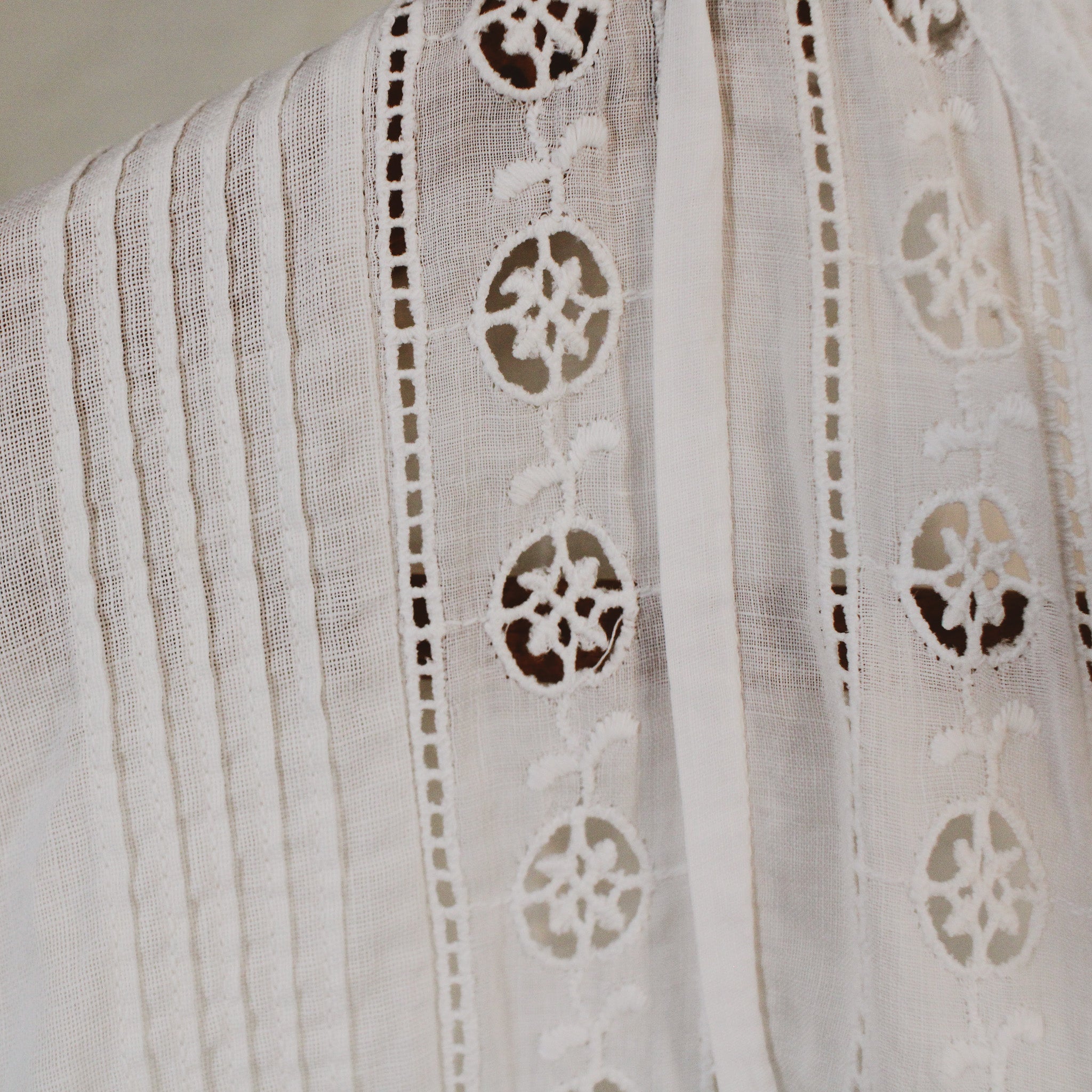 1970s prairie style eyelet cotton nightgown