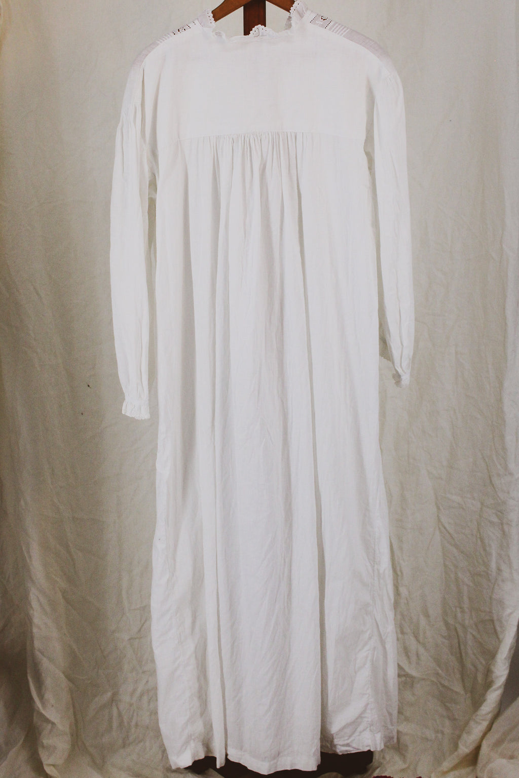 1970s prairie style eyelet cotton nightgown