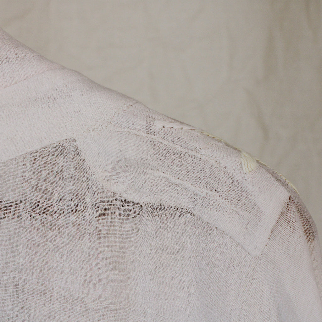 1910s antique embroidered cotton voile wrapper robe