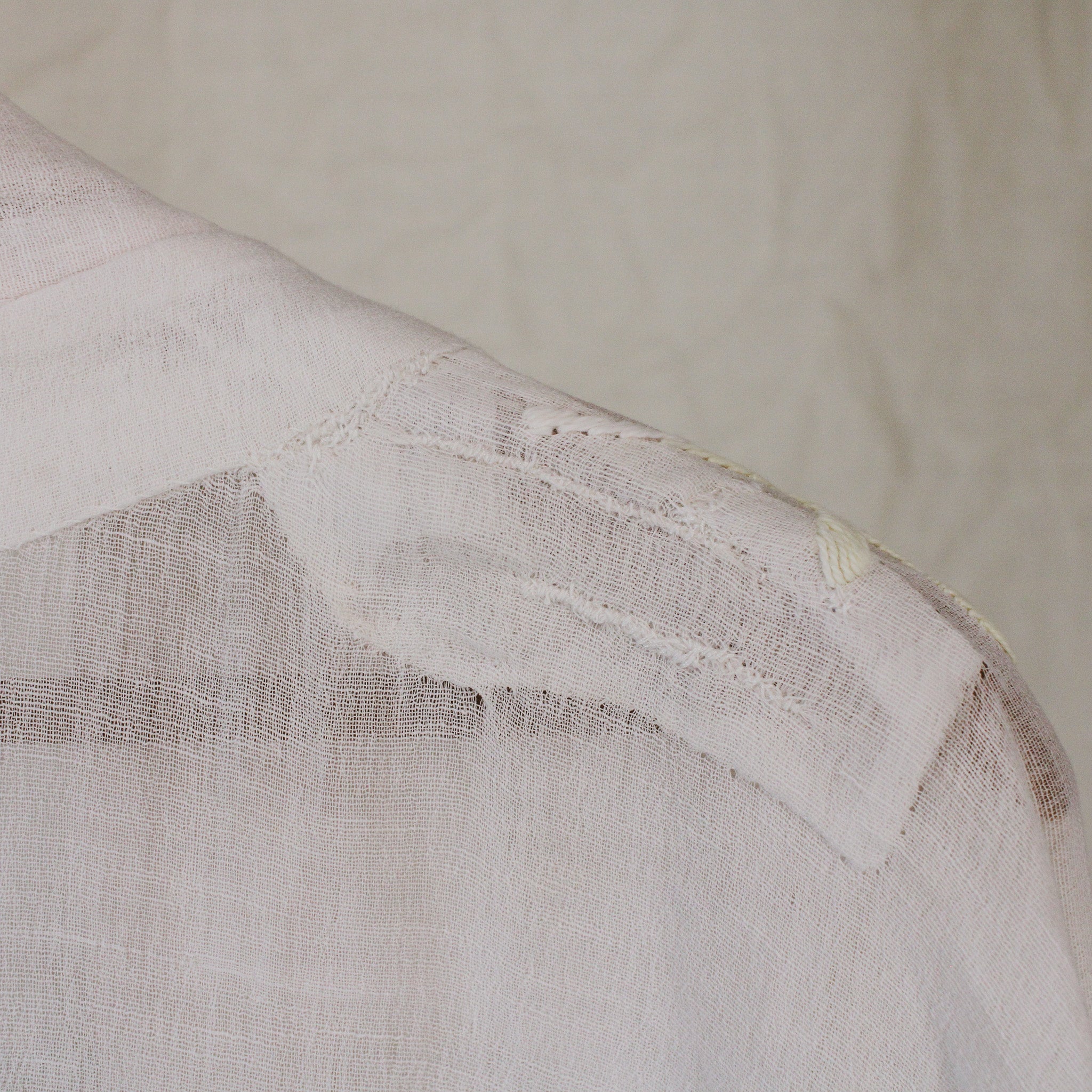 1910s antique embroidered cotton voile wrapper robe