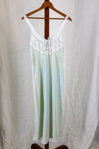 50s "styled by Godfried" mint rayon nightgown, lace bodice