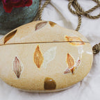 70s zushi hand painted wood box bag, rare