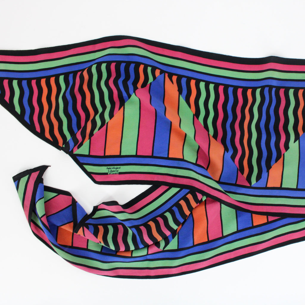 70s liberty of london op-art stripe silk scarf