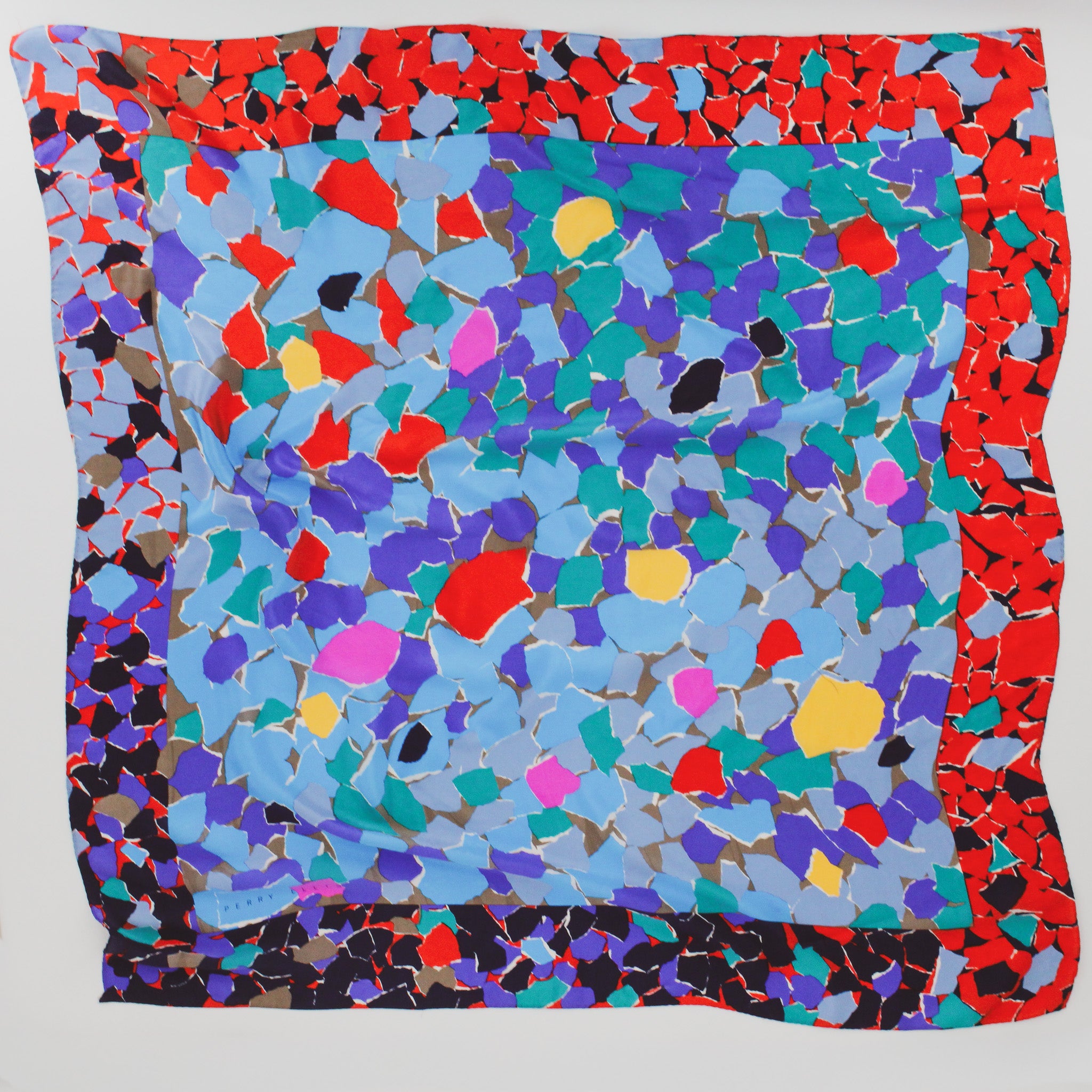 80s perry ellis mosaic print silk scarf
