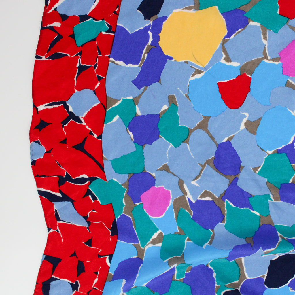 80s perry ellis mosaic print silk scarf
